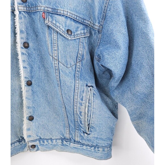 Levis Vintage Denim Jacket Mens Large Sherpa Lined Light Trucker Snaps - Picture 7 of 15